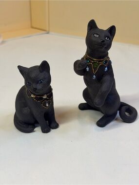 Lenox Black Cat Figurine Pair with Jewel-Embellished Necklaces